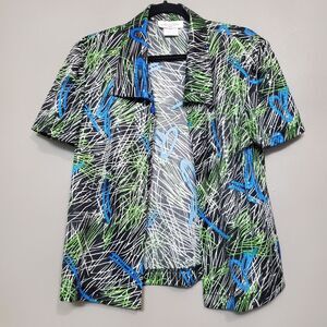 Miss Dorby Open Top Women Size 14 Ecletic Sequin Print Party Artsy Funky Disco